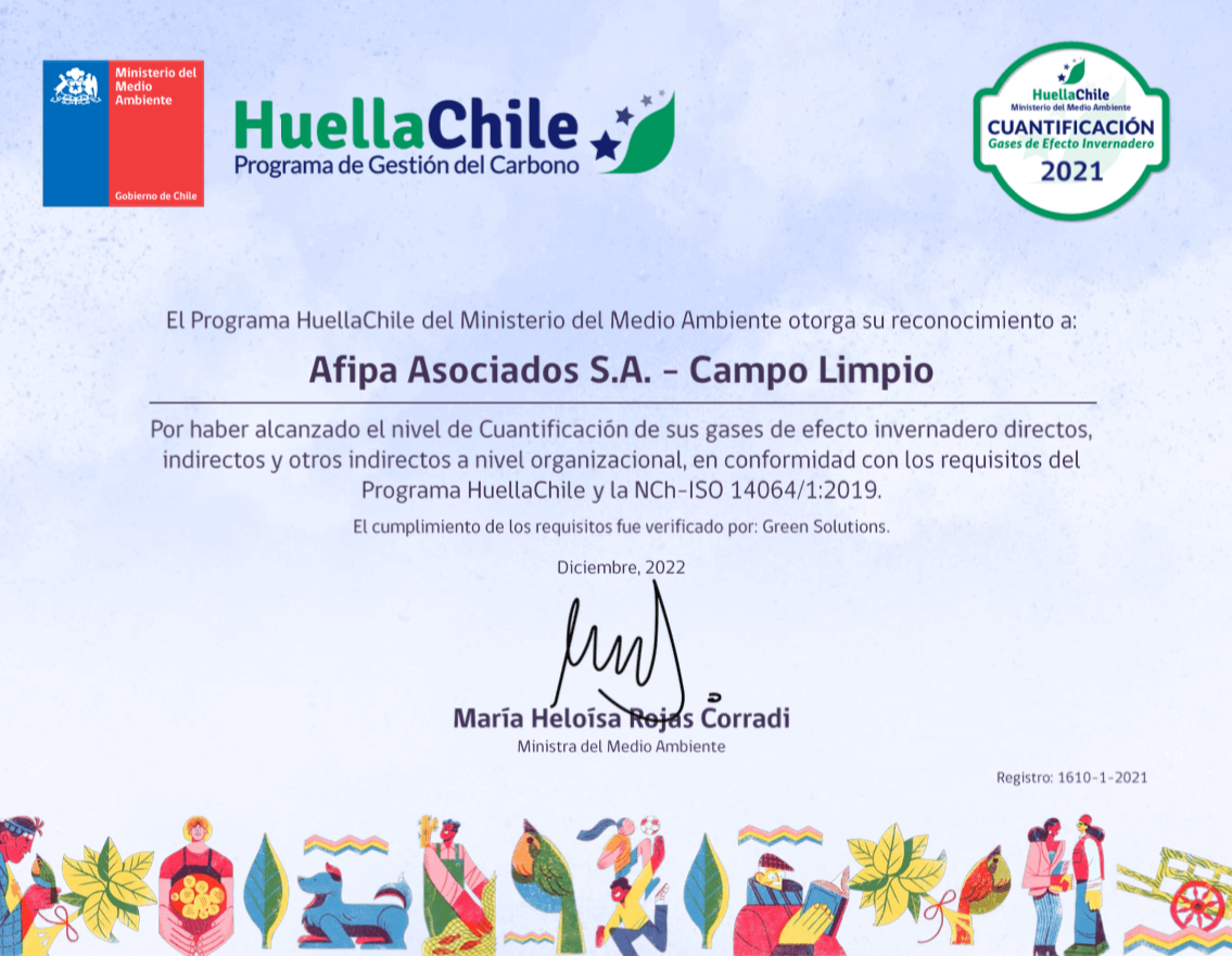 Lee más sobre el artículo CampoLimpio recibe sello del programa Huella Chile del Ministerio de Medio Ambiente