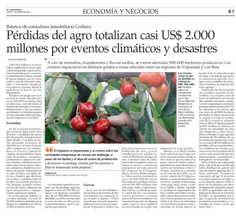 Lee más sobre el artículo Pérdidas del agro totalizan casi US$ 2.000 millones por eventos climáticos y desastres