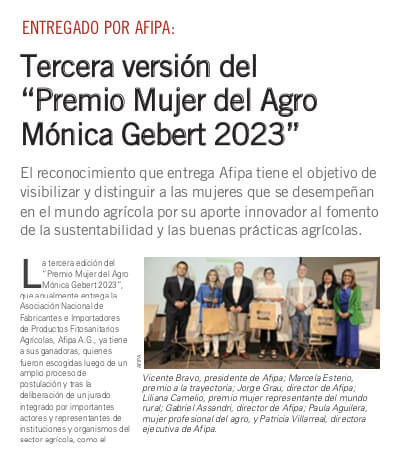 Lee más sobre el artículo Tercera versión del “Premio Mujer del Agro Mónica Gebert 2023”